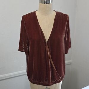 Eileen Fisher Elegant Brown V-Neck‎ Women's Top